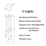 HDLS.Lighting LTD Chandelier 5 lights / NOT dimmable / warm light 3000k LEXUS, Marble Stone, led chandelier.