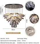 details for the Luxurious floral glass chandelier with premium stainless steel and glass design.