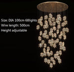 HDLS Lighting Ltd Chandelier Dia100cm 68lights / Dimmable with Remote control FOGLIA DI ACERO, LUXURY MODERN LED LIGHT CHANDELIER. CODE:CHN#8567KL06