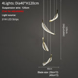 HDLS Lighting Ltd Chandelier Dia40cm 4 lights / Dimmable warm light PIOMBO, Modern Creative Leaf LED Chandelier. CODE:CHN#85LLA5