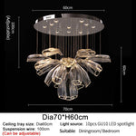 Luxurious floral crystal chandelier with premium stainless steel and glass design, base diameter 60cm, with of the fitting is 70cm and drop (100cm) is adjustable