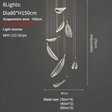HDLS Lighting Ltd Chandelier Dia80cm 8 lights / Dimmable cool light PIOMBO, Modern Creative Leaf LED Chandelier. CODE:CHN#85LLA5