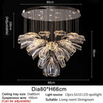 HDLS Lighting Ltd Chandelier Dia80cm / Silver chandelier / NON dimm warm light CROCUS, Luxury Creative Design Chandelier 20023.