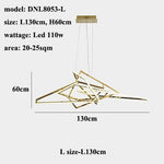 HDLS.Lighting LTD Chandelier L size-L130cm / warm light 3000K Modern Luxury Gold Led Pendant Lights.code: chn#MODE3341
