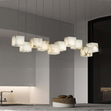 Cubist Marble Luxury Chandelier with geometric marble cubes.